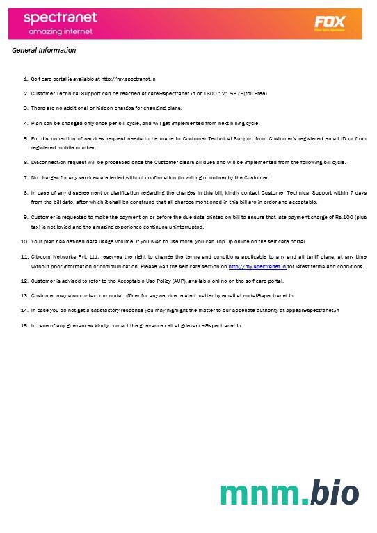 Nigeria Spectranet niesamowity internet Internet Business utility bill formaty Word i PDF, 3 strony